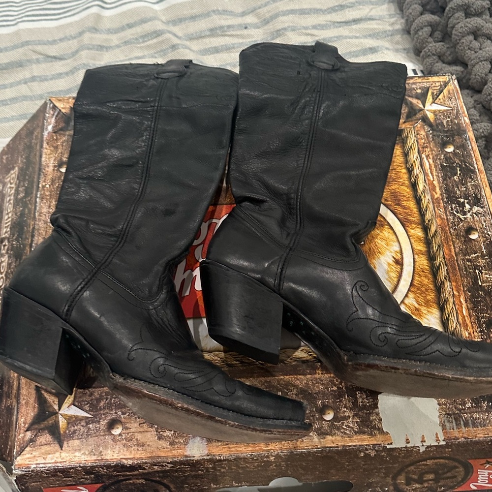 Tony Lama Black Western Cowboy Boots